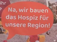 Spendenaufruf am Bauzaun